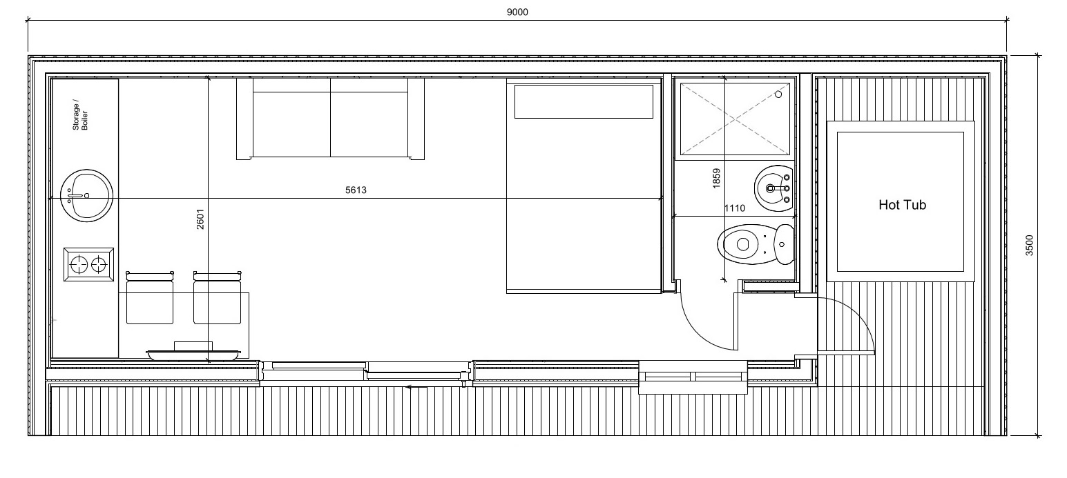 Escape_9m x 3.5m with Hot Tub_Floor Plan